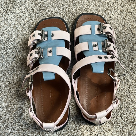 Miu Miu Pink and Blue Sandals - Picture 1 of 4